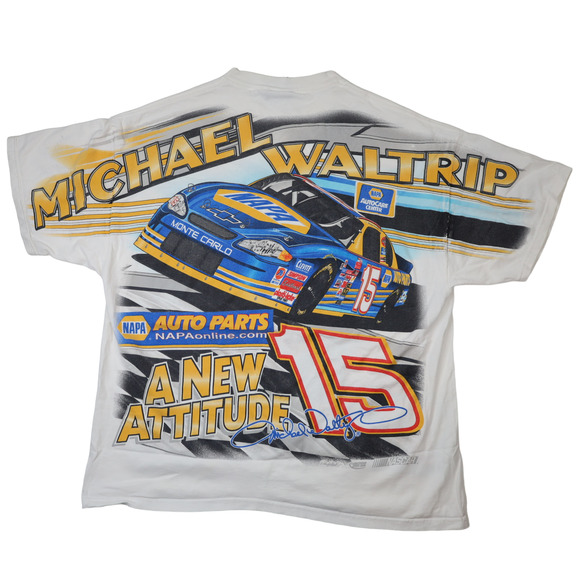 Vintage Chase Authentics Michael Waltrip Allover Print Nascar Graphic T Shirt - Picture 7 of 8